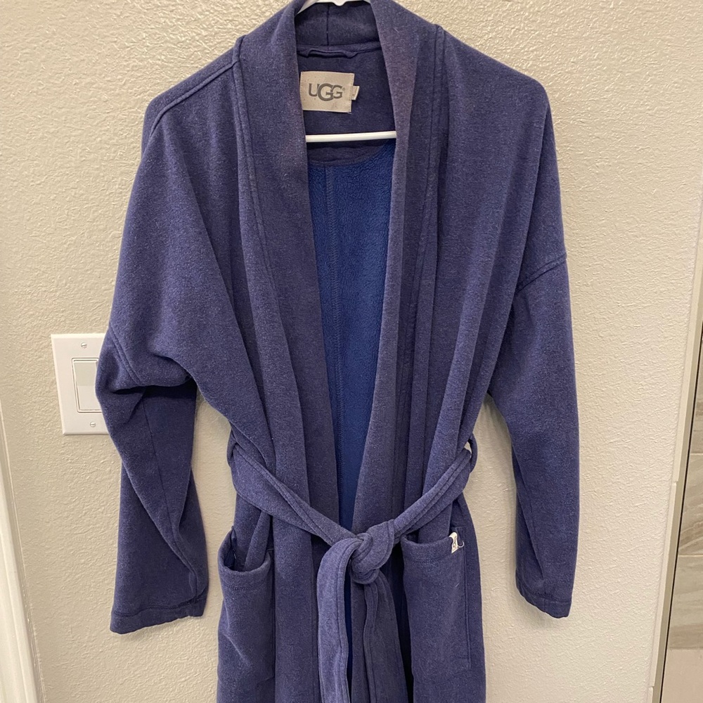 UGG short fleece lined robe in indigo size L
